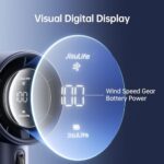 JISULIFE Portable Handheld Fan,Speed(1-100) Adjustable Turbo Mini and 3600mAh Battery Rechargeable Personal Fan,Digital Display,Gifts for Women Men Travel/Camping/Outdoor-Blue - Image 6