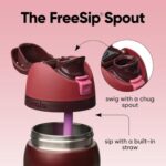 Owala FreeSip Insulated Stainless Steel Water Bottle with Straw, BPA-Free Sports Water Bottle, Great for Travel, 32 Oz, Black Cherry - Image 6