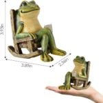 Miniature Frog Garden Statue Gifts Valentines Day Decorations Fairy Garden Accessories Outdoor Lights Solar Garden Frog Decor Art Housewarming Gift for Patio,Yard,Lawn Ornament,3.89"x2.36"x3.93 - Image 2