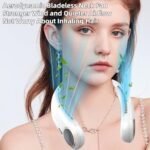 Portable Neck Fan,Hands Free Personal Wearable Bladeless Fan,6000mAh USB Rechargeable,360° Cooling,LED Display,4-Speeds,Birthday Gifts for Men Women Dad Mom,Valentines Day Gifts for Her Him (White) - Image 5