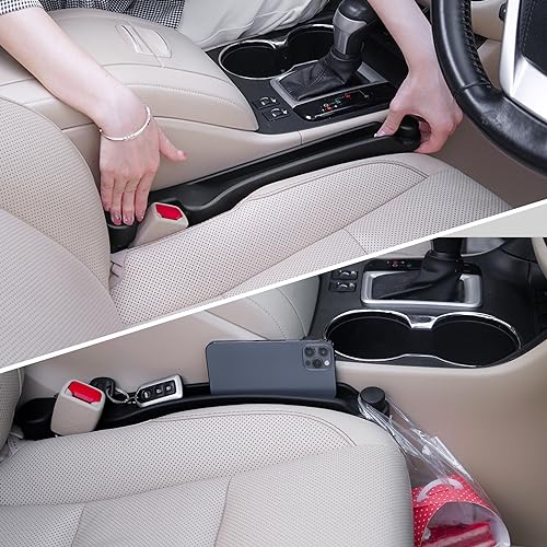 Version 1.0.0 Car Seat Gap Filler Set of 2, Soft Foam Multifunctional Seat Side Gap Filler with Organizer & Hook Function, 3in1 Gap Stopper Universal Fit Car SUV Truck Fill The Gap Between Seat & Console - Image 1