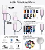 Temdan for Travel Essentials,3 in 2 USB C Cable for Apple Watch Charger/iPhone 17 Charger/Lightning,Multi Charging Cable Cord,Vacation Camping Essentials,Portable Designed for iWatch &iPhone 16-12-4FT - Image 3