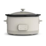 bella 6.0 Qt Programmable Slow Cooker, Ceramic Nonstick Coating, Adjustable Temperature & Cooking Times, Dishwasher Safe Stoneware Pot & Tempered Glass Lid, Tangle Free Cord Wrap, Oatmilk