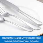 16 Pcs Forks and Spoons Silverware Set,Food Grade Stainless Steel Flatware Cutlery Set for Home,Kitchen and Restaurant,Mirror Polished,Dishwasher Safe - 8 Dinner Fork(8 inch) and 8 Teaspoon(6.5 inch) - Image 8
