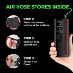 Airmoto Tire Inflator Portable Air Compressor - Air Pump for Car Tires with Digital Pressure Gauge, LED Light and Auto Shut-Off Function - Cordless Pump for Car, Motorcycle, Bicycle, Ball - Image 2
