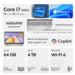 HP 17 Laptop, 17.3" HD+ Touchscreen Display, 12th Gen Intel Core i7-1255U, 64GB RAM, 2TB SSD, Webcam, HDMI, SuperSpeed USB Ports, Wi-Fi 6, Windows 11 Home, Silver - Image 4