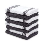 Sticky Toffee Cotton Dishcloths Set of 8 – Gray and White Kitchen Towels 12x12 in, Reusable and Absorbent Tea Towels for Cleaning or Drying, Oeko-Tex Cotton - Image 6